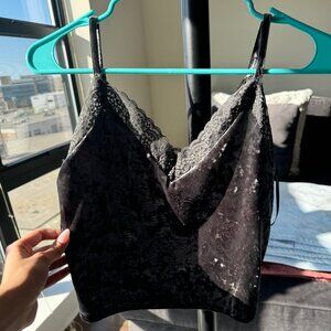 Gray Velvet Cami Tank Top